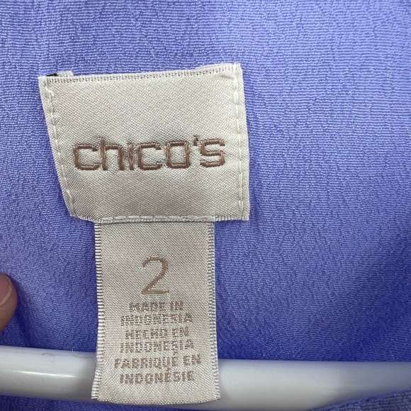 Chico’s L blue purple rayon popover top office lightweight business casual - Picture 7 of 10